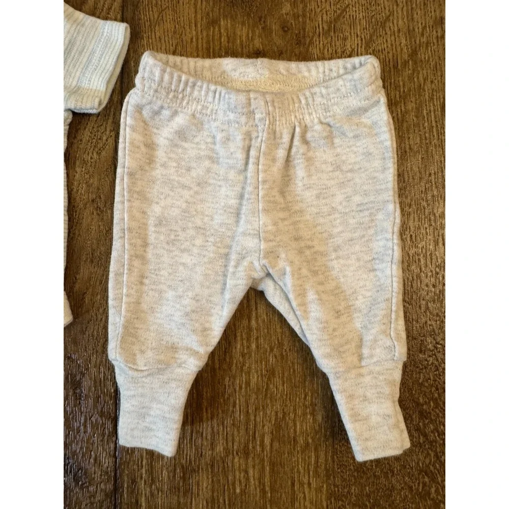 Baby Boy Outfit‎ Shirt Pants Preemie Bodysuit Striped Reborn Doll 2 PC Lot Beige